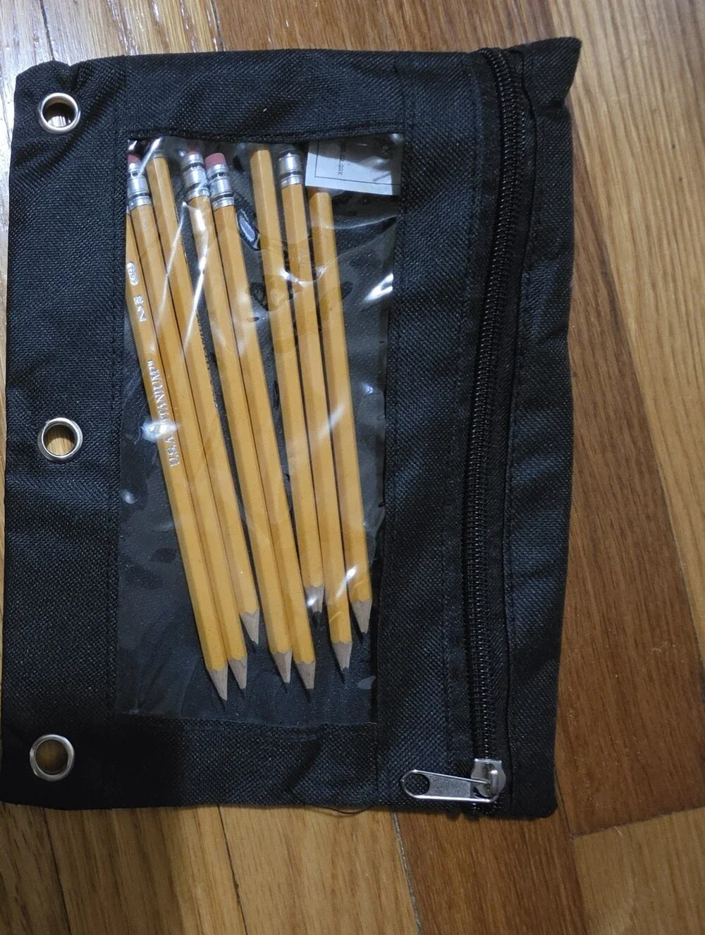 Set of Classic Yellow Woodcase Pencils in Black Canvas Holder